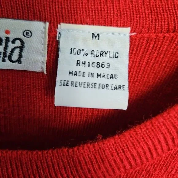 Lucia Women's Sz Med Red White Tunic Sweater Nautical embroidery embellished - Picture 4 of 12